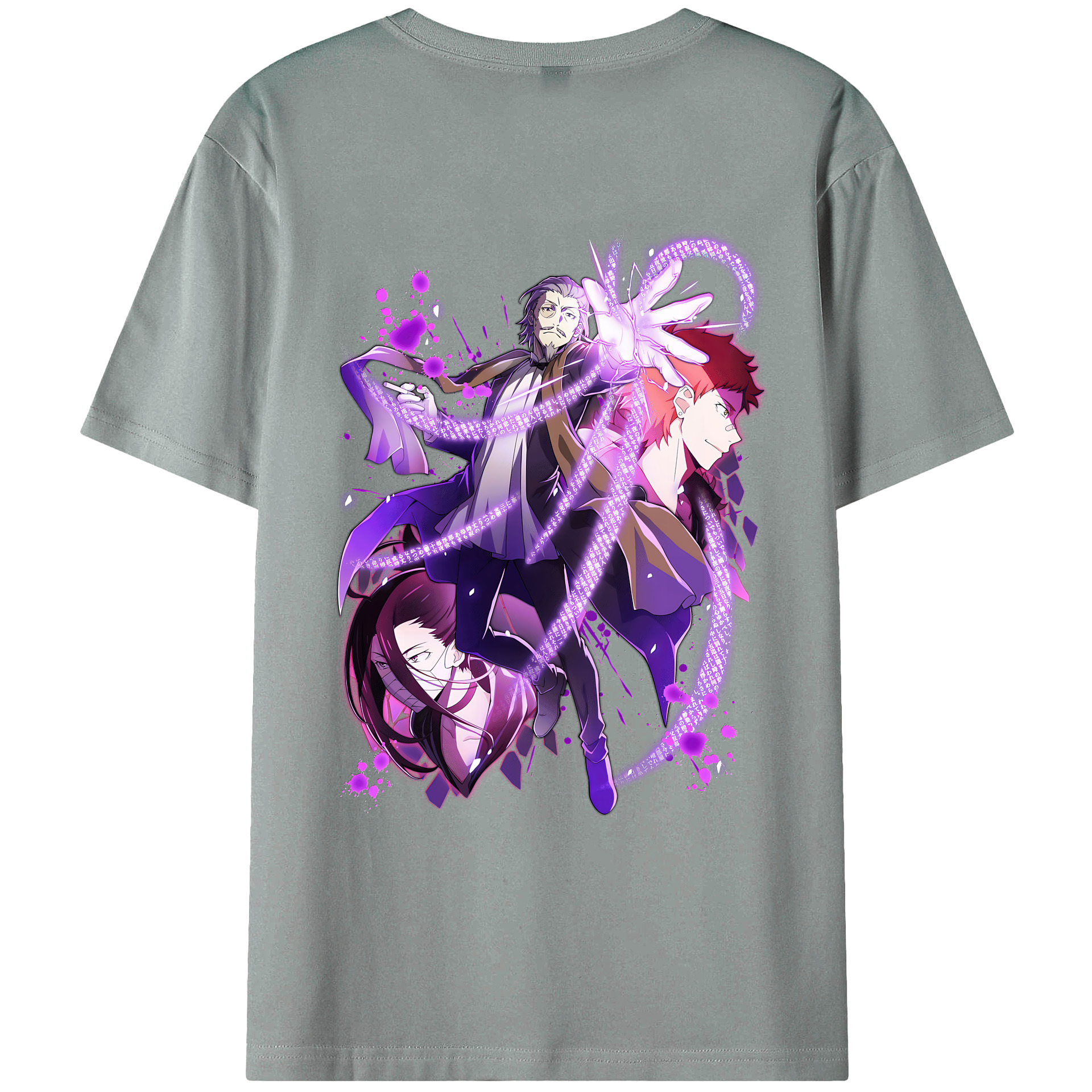 （画像用） 文豪ストレイドッグス Bungo Stray Dogs 綿100％ メンズ半袖Tシャツ（バックプリント） 通気性